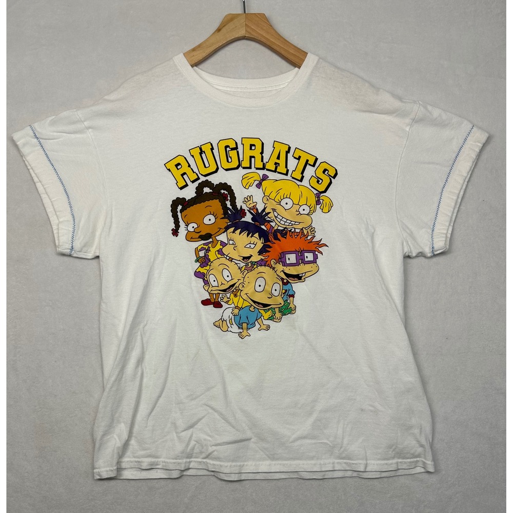 Rugrats Graphic T-Shirt White Nickelodeon Tommy Chuckie Angelica Womens Large